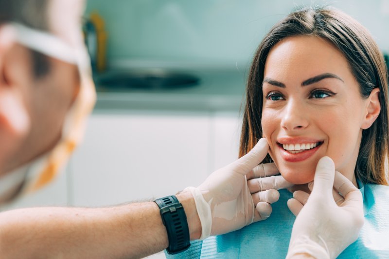 woman receiving cosmetic dentistry